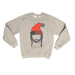 Project 615 Crewneck Willie Nelson American Flag Santa Hat Sweatshirt‎ Size M